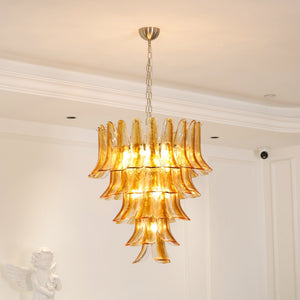 Glass Amber Lily Chandelier