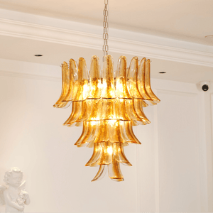 Glass Amber Lily Chandelier