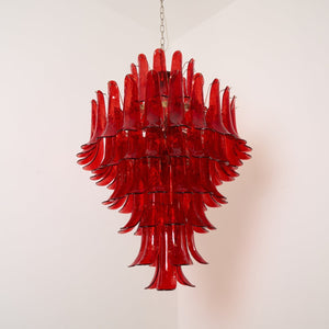 Glass Crimson Cascade Chandelier