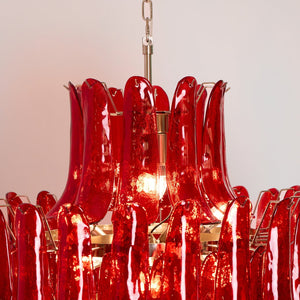 Glass Crimson Cascade Chandelier