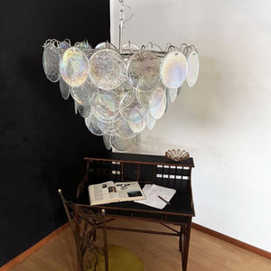 Glass Disc Iridescent Chandelier