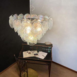 Glass Disc Iridescent Chandelier