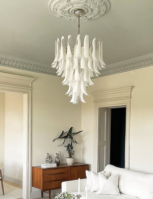 White Glass Petals Chandelier
