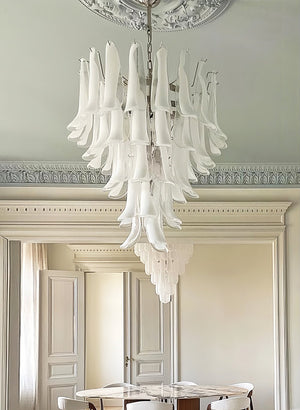 White Glass Petals Chandelier