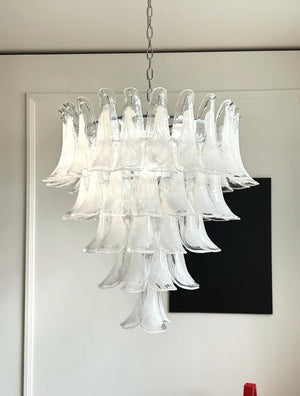 White Glass Petals Chandelier