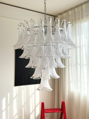 White Glass Petals Chandelier