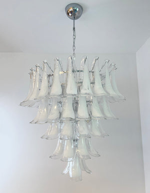 White Glass Petals Chandelier