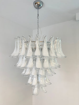 White Glass Petals Chandelier