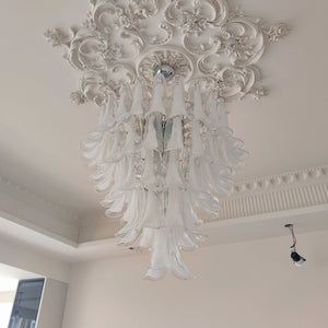 White Glass Petals Chandelier