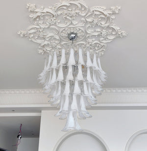 White Glass Petals Chandelier