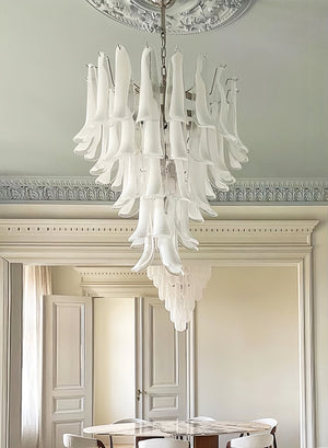 White Glass Petals Chandelier