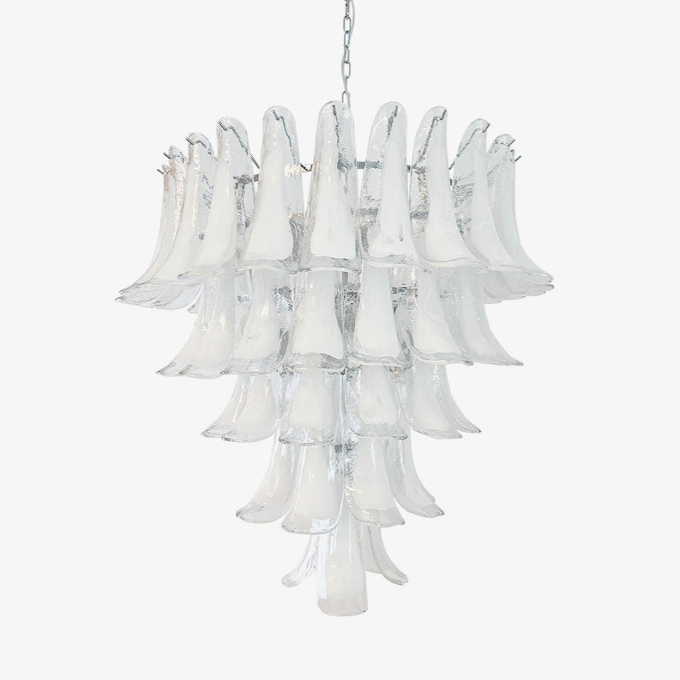 White Glass Petals Chandelier
