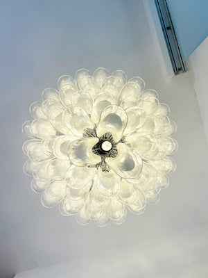 White Glass Petals Chandelier
