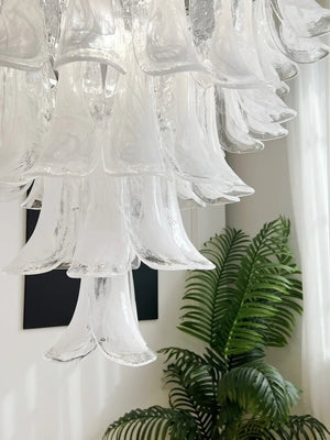 White Glass Petals Chandelier