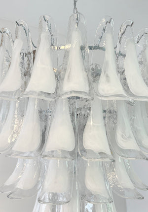 White Glass Petals Chandelier