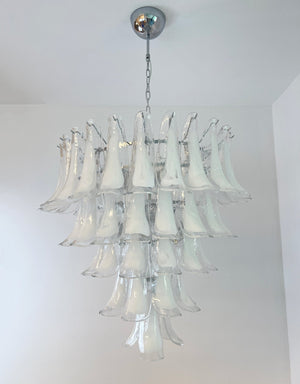 White Glass Petals Chandelier