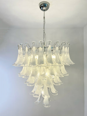 White Glass Petals Chandelier