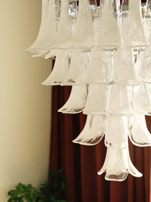 White Glass Petals Chandelier