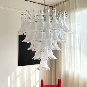 White Glass Petals Chandelier