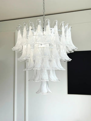 White Glass Petals Chandelier
