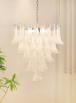White Glass Petals Chandelier