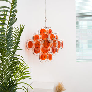 Orange Transparent Glass Disc Chandelier