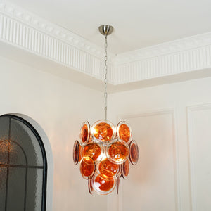 Orange Disk Glass Chandelier