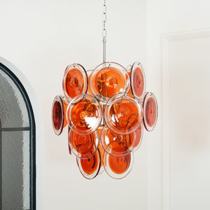 Orange Disk Glass Chandelier