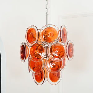 Orange Disk Glass Chandelier