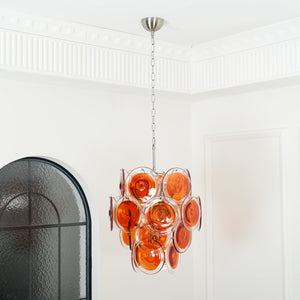 Orange Disk Glass Chandelier