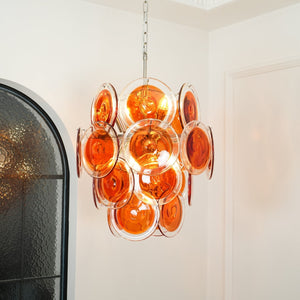 Orange Disk Glass Chandelier