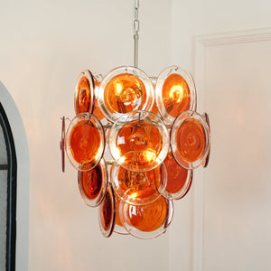 Orange Disk Glass Chandelier
