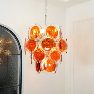 Orange Disk Glass Chandelier