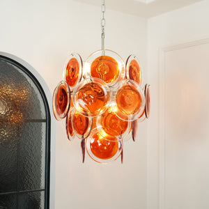Orange Disk Glass Chandelier