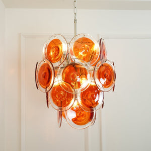 Orange Disk Glass Chandelier