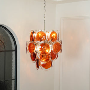 Orange Disk Glass Chandelier