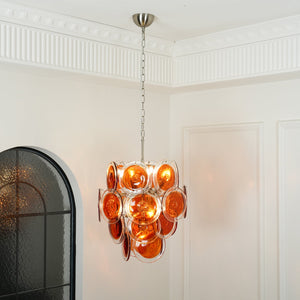 Orange Disk Glass Chandelier