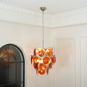 Orange Disk Glass Chandelier