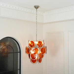 Orange Disk Glass Chandelier