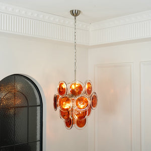 Orange Disk Glass Chandelier