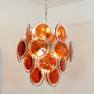 Orange Disk Glass Chandelier