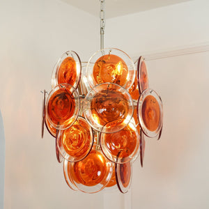 Orange Disk Glass Chandelier