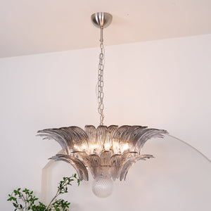 Glass Palmette Transparent Chandelier