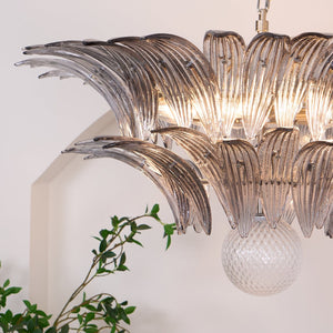 Glass Palmette Transparent Chandelier