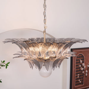 Glass Palmette Transparent Chandelier