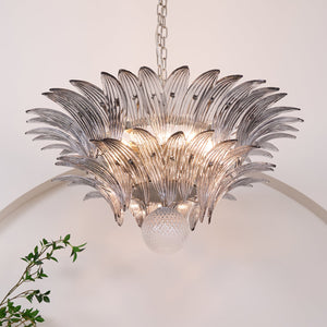 Glass Palmette Transparent Chandelier
