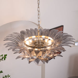 Glass Palmette Transparent Chandelier