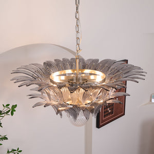 Glass Palmette Transparent Chandelier