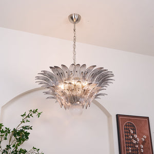 Glass Palmette Transparent Chandelier