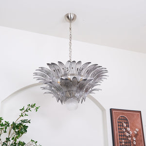 Glass Palmette Transparent Chandelier